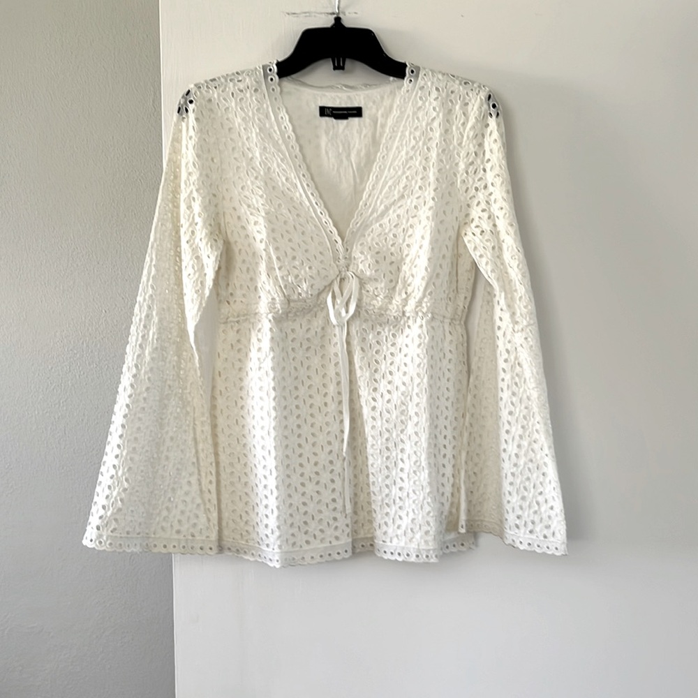 International Concepts White Eyelet Top